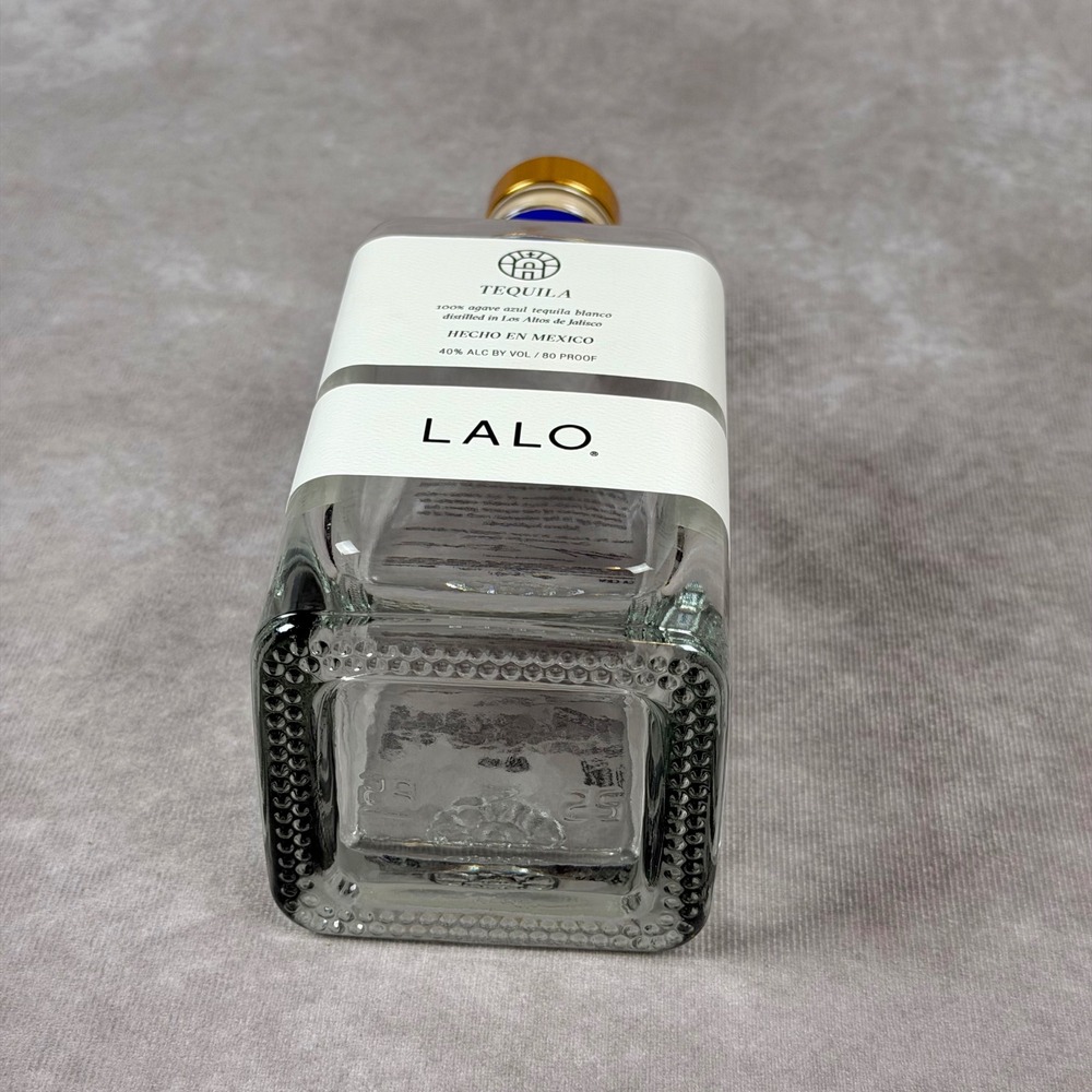 LALO Tequila Blanco EMPTY 750ml Glass Bottle with Gold Stopper Home Decor DIY - Picture 8 of 9